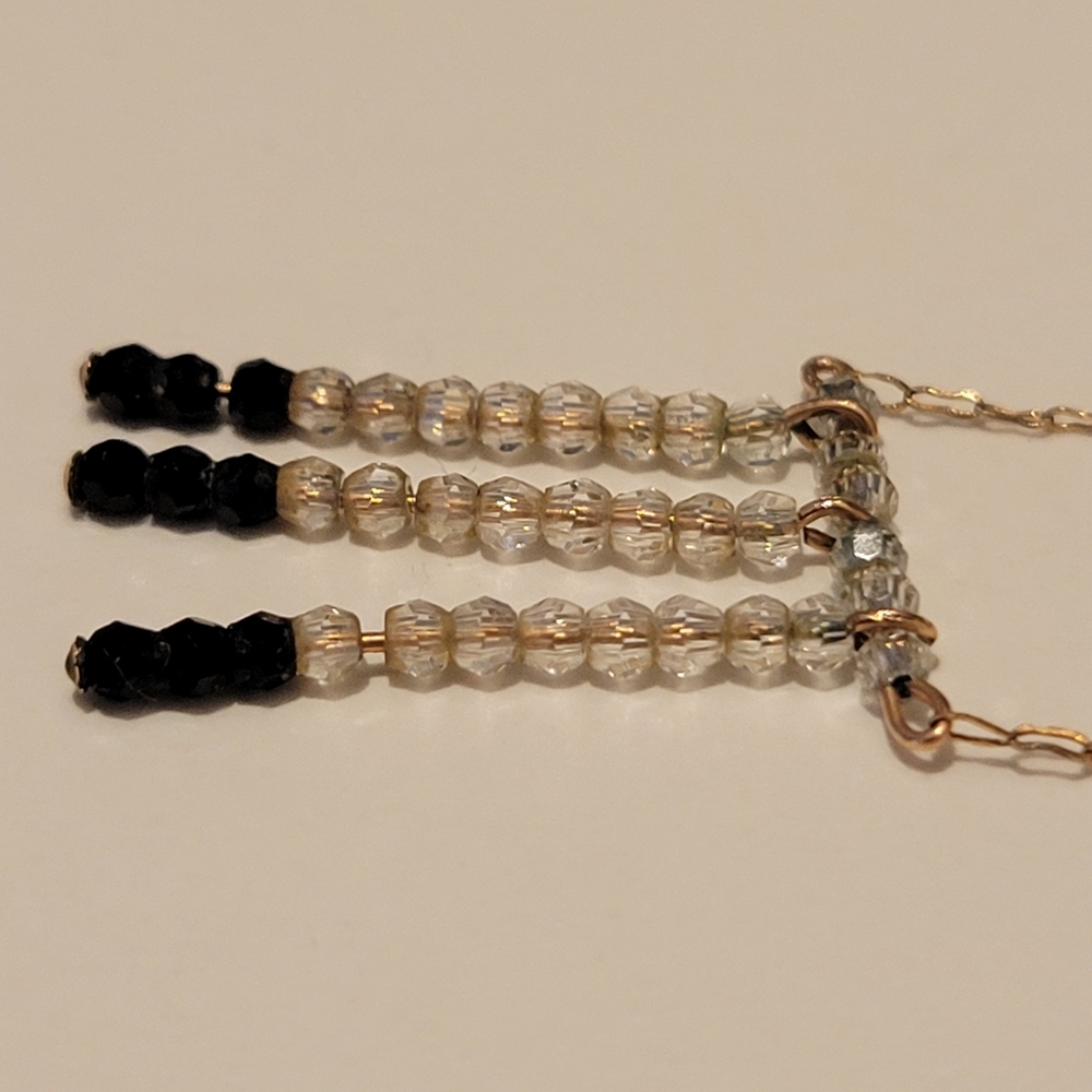 Beaded crystal charm necklace gold filled chain